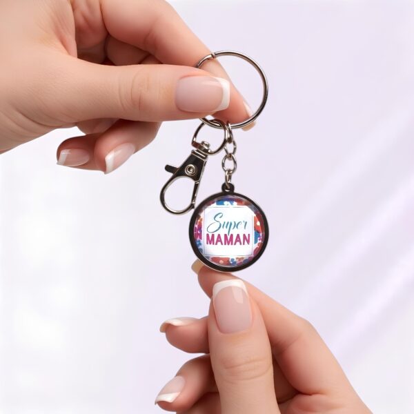 porte-clé super maman cabochon verre