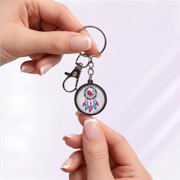 porte-clé attrape rêve coeur cabochon verre