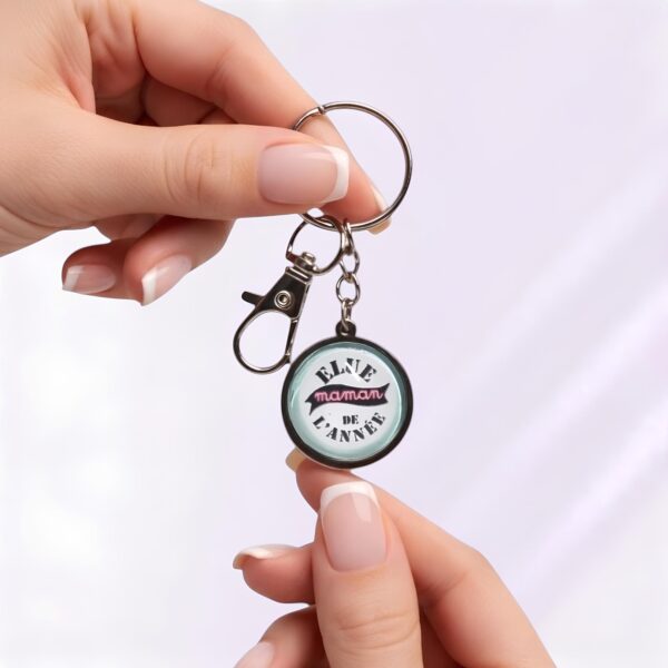 porte-clé maman élue maman de l’année cabochon verre