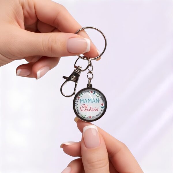 porte-clé maman message cabochon verre
