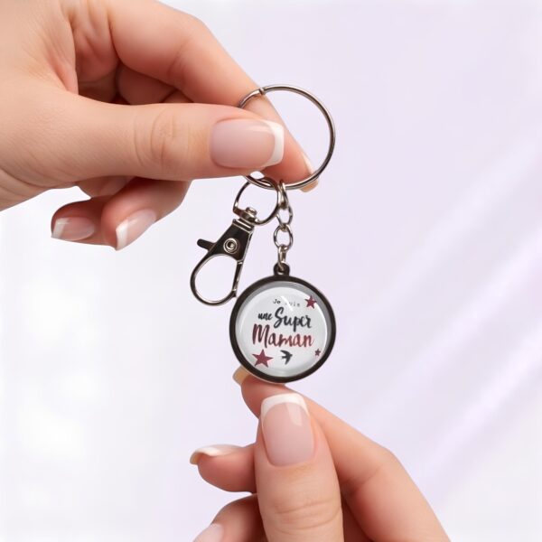 porte-clé je suis une super maman cabochon verre