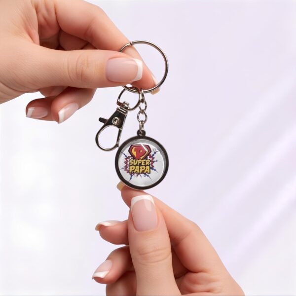 porte-clé super papa cabochon verre