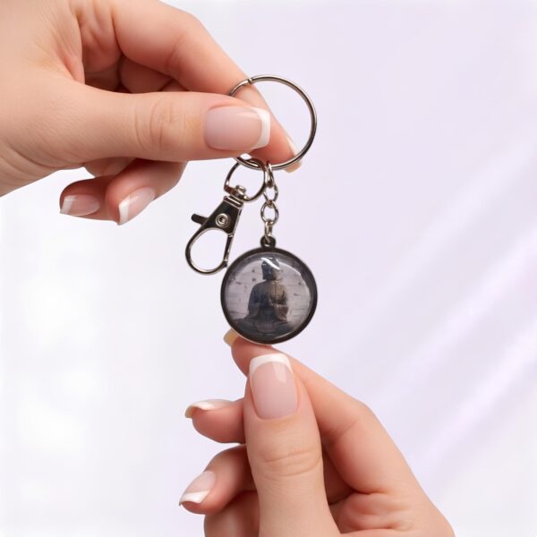 porte-clé bouddha cabochon verre