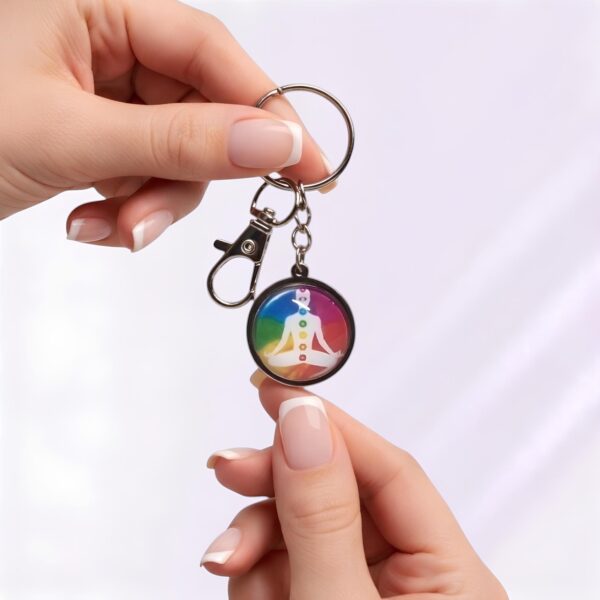 porte-clé bouddha chakra cabochon verre