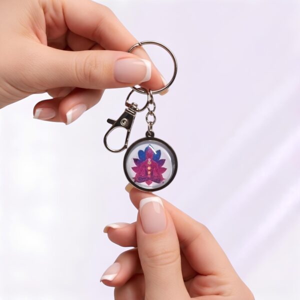 porte-clé bouddha lotus cabochon verre