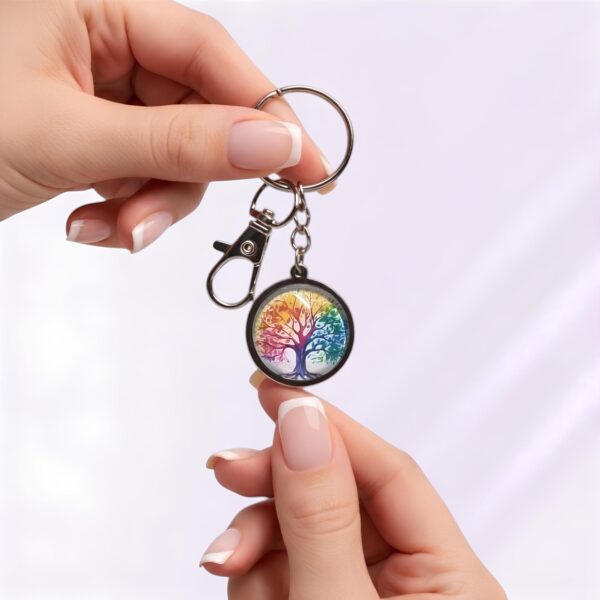 porte-clé arbre de vie chakra cabochon verre