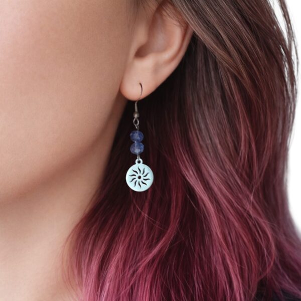 Boucles d’Oreilles Soleil & Perle verre bleu Floya Boutique