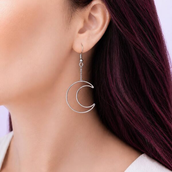 boucles d’oreilles lune pendantes acier inoxydable femme