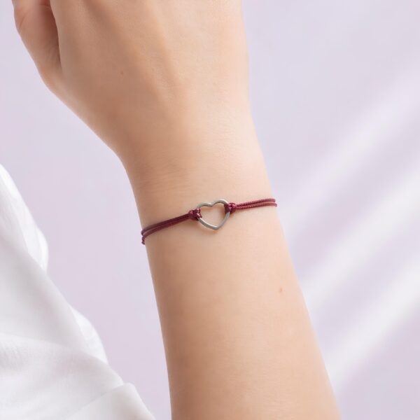 Bracelet cœur rouge bordeaux femme acier inoxydable Célia