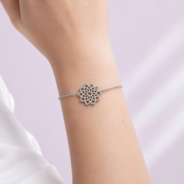 bracelet fleur femme argenté acier inoxydable Flora