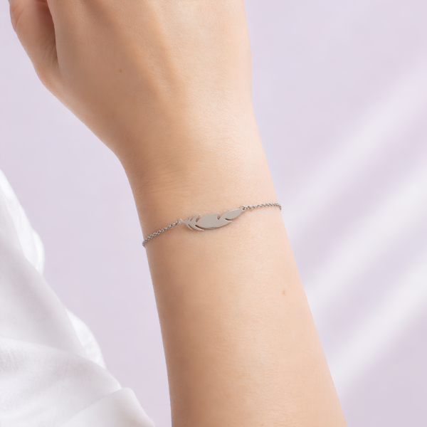 bracelet plume femme argenté acier inoxydable Paola