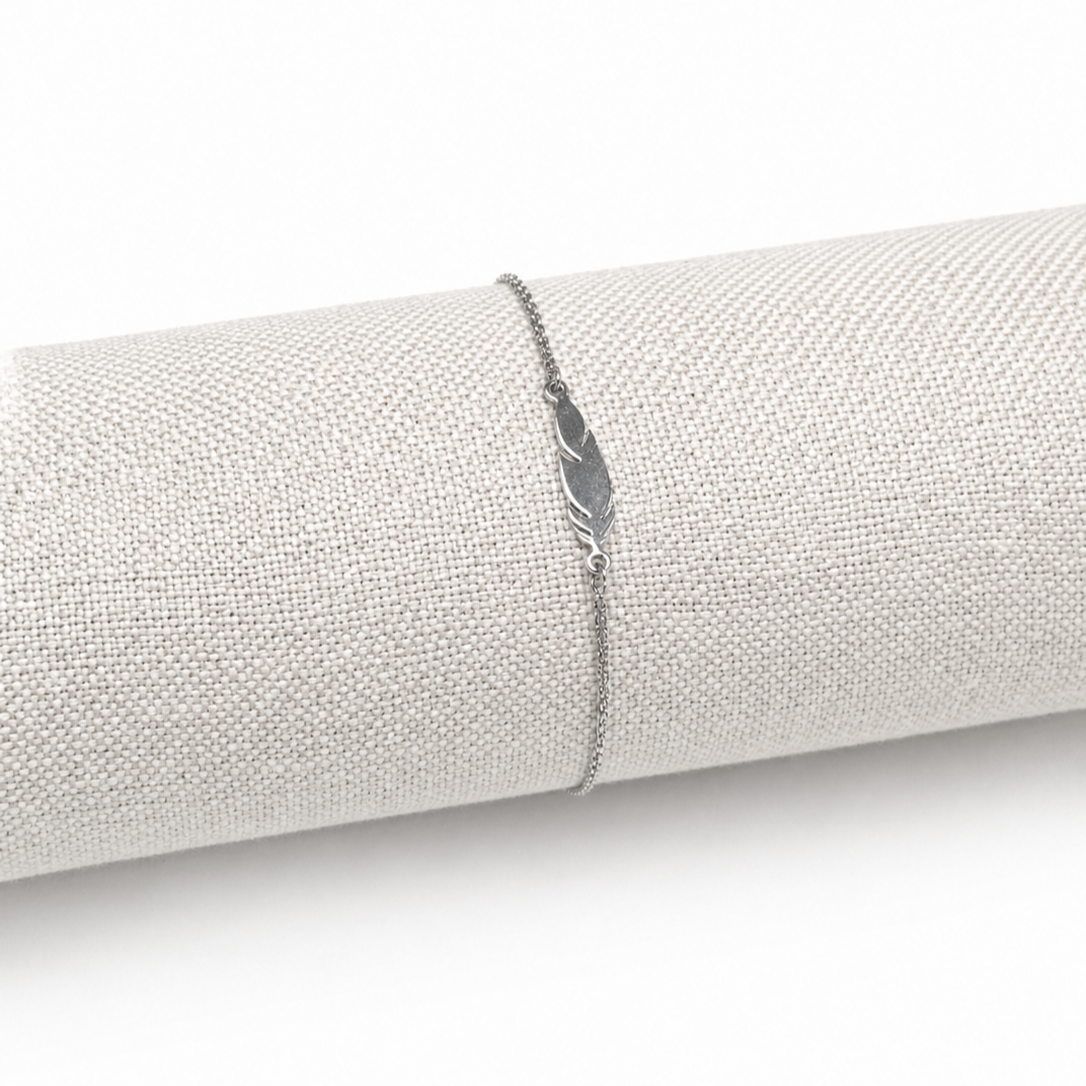 bracelet plume femme argenté acier inoxydable Paola