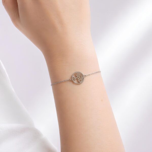 bracelet arbre de vie femme argenté acier inoxydable Amina