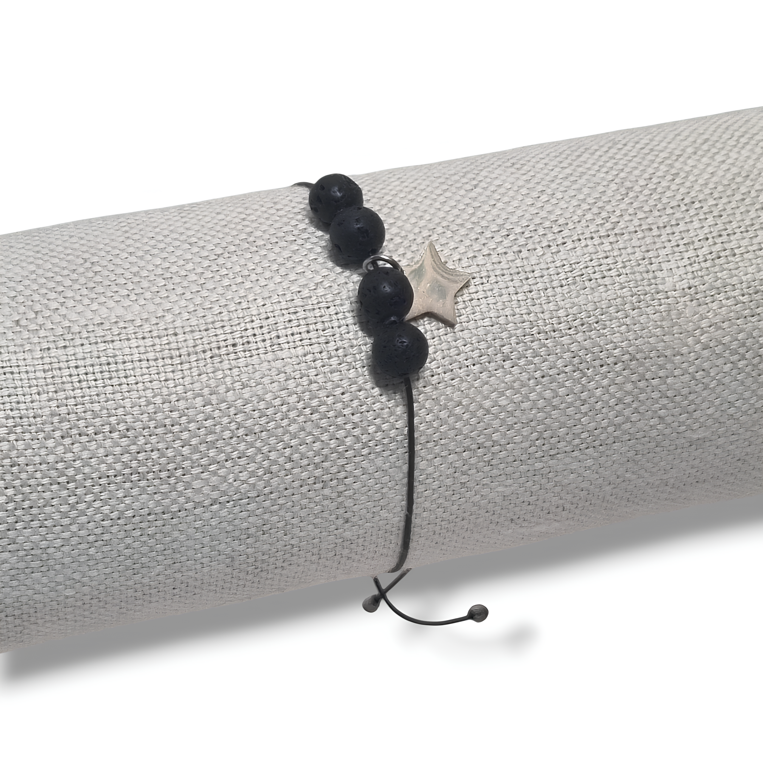 bracelet pierre de lave femme noir étoile acier inoxydable