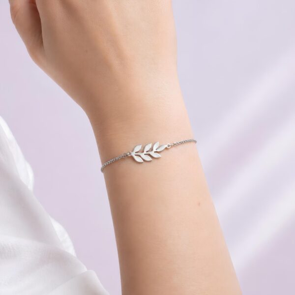 bracelet feuille femme ajustable argenté
