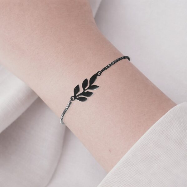 Bracelet feuille femme acier inoxydable ajustable élégant
