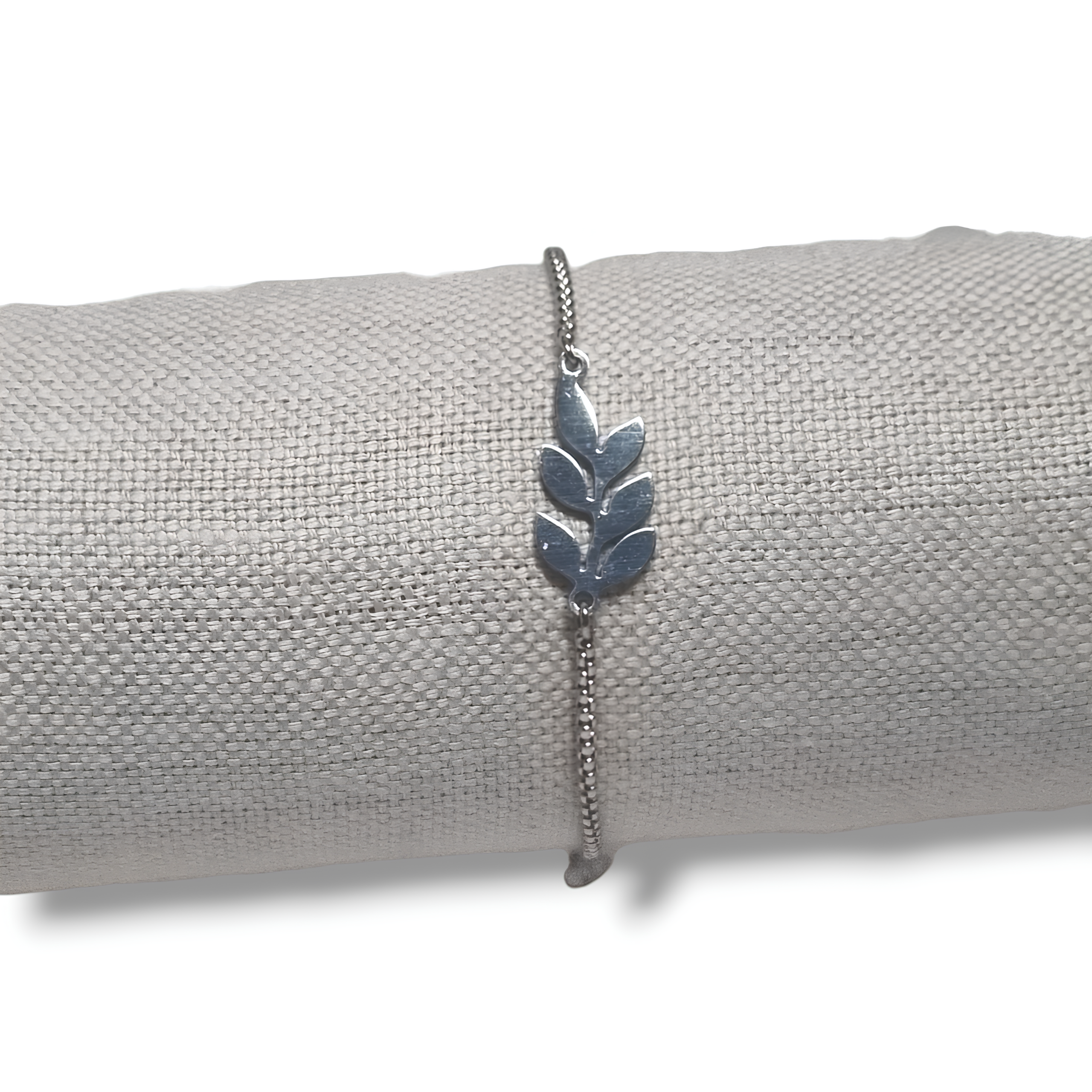bracelet feuille femme ajustable argenté