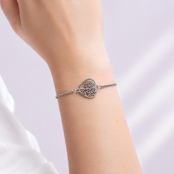 bracelet arbre de vie coeur femme ajustable argenté
