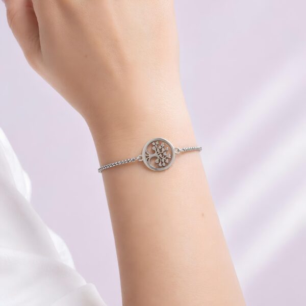bracelet arbre de vie coeur feuille femme ajustable argenté