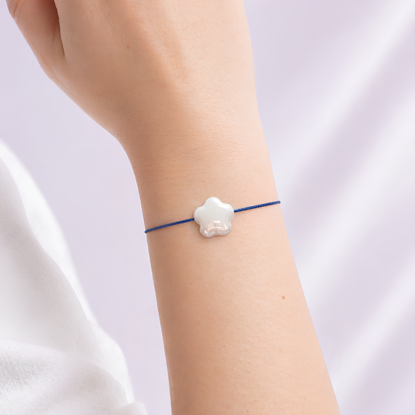 bracelet étoile femme blanc et bleu ajustable