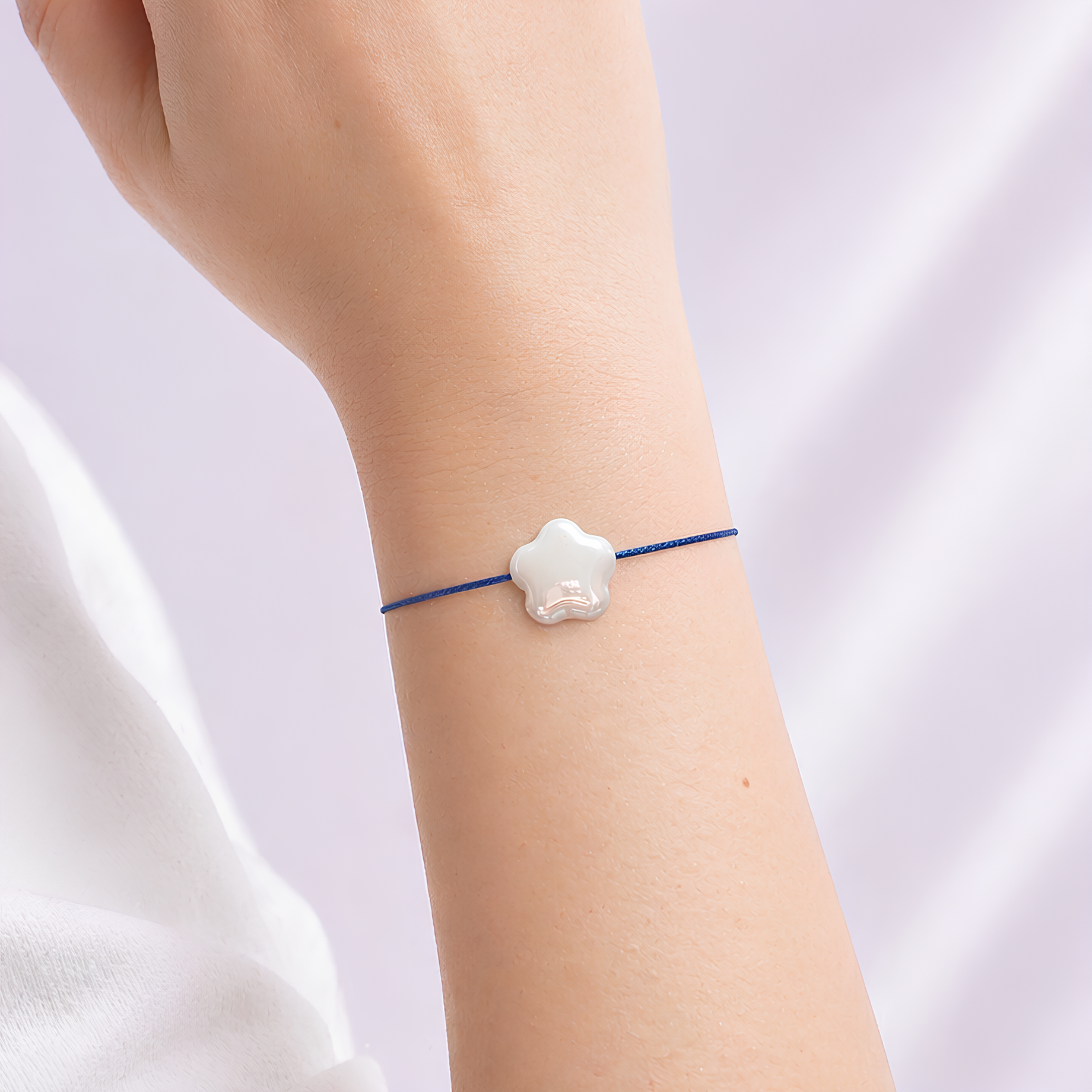 bracelet étoile femme blanc et bleu ajustable