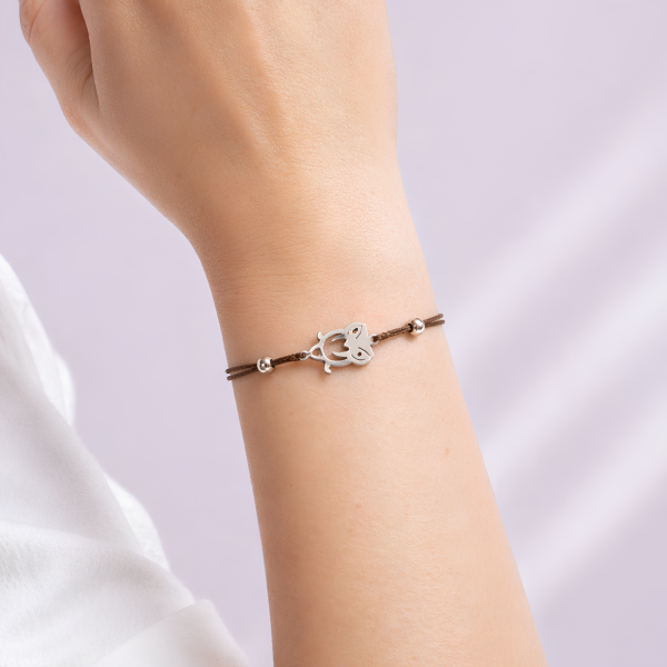 bracelet enfant hibou argenté marron ajustable