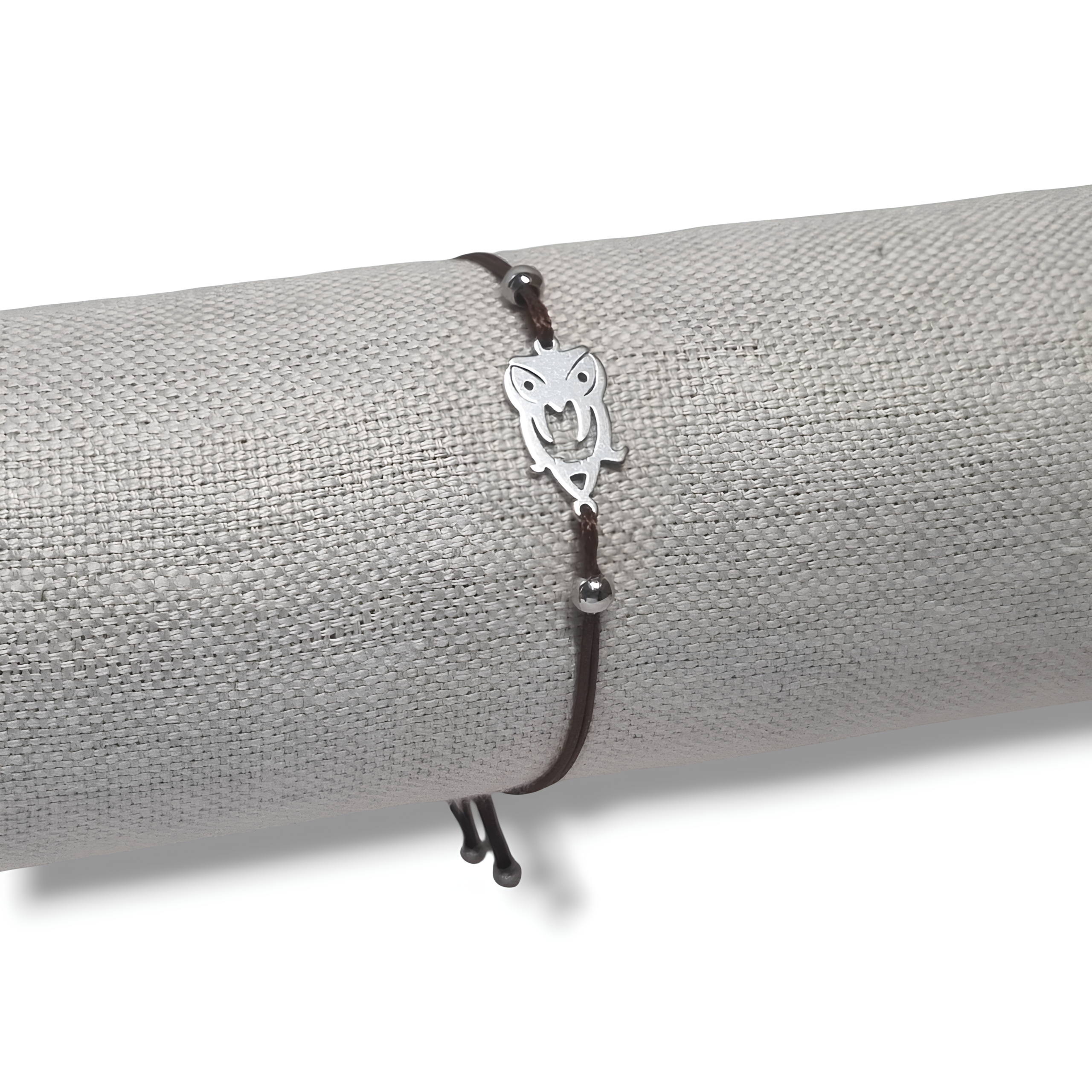 bracelet enfant hibou argenté marron ajustable