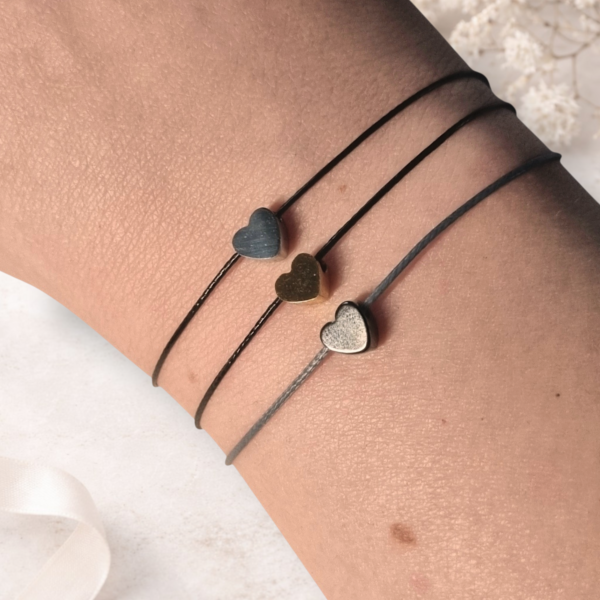 Bracelet Cœur Coloré enfant en acier inoxydable et fil coton ciré multicolore – Floya Boutique