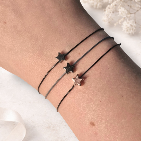 Bracelet Étoile Coloré enfant en acier inoxydable et fil coton ciré multicolore – Floya Boutique