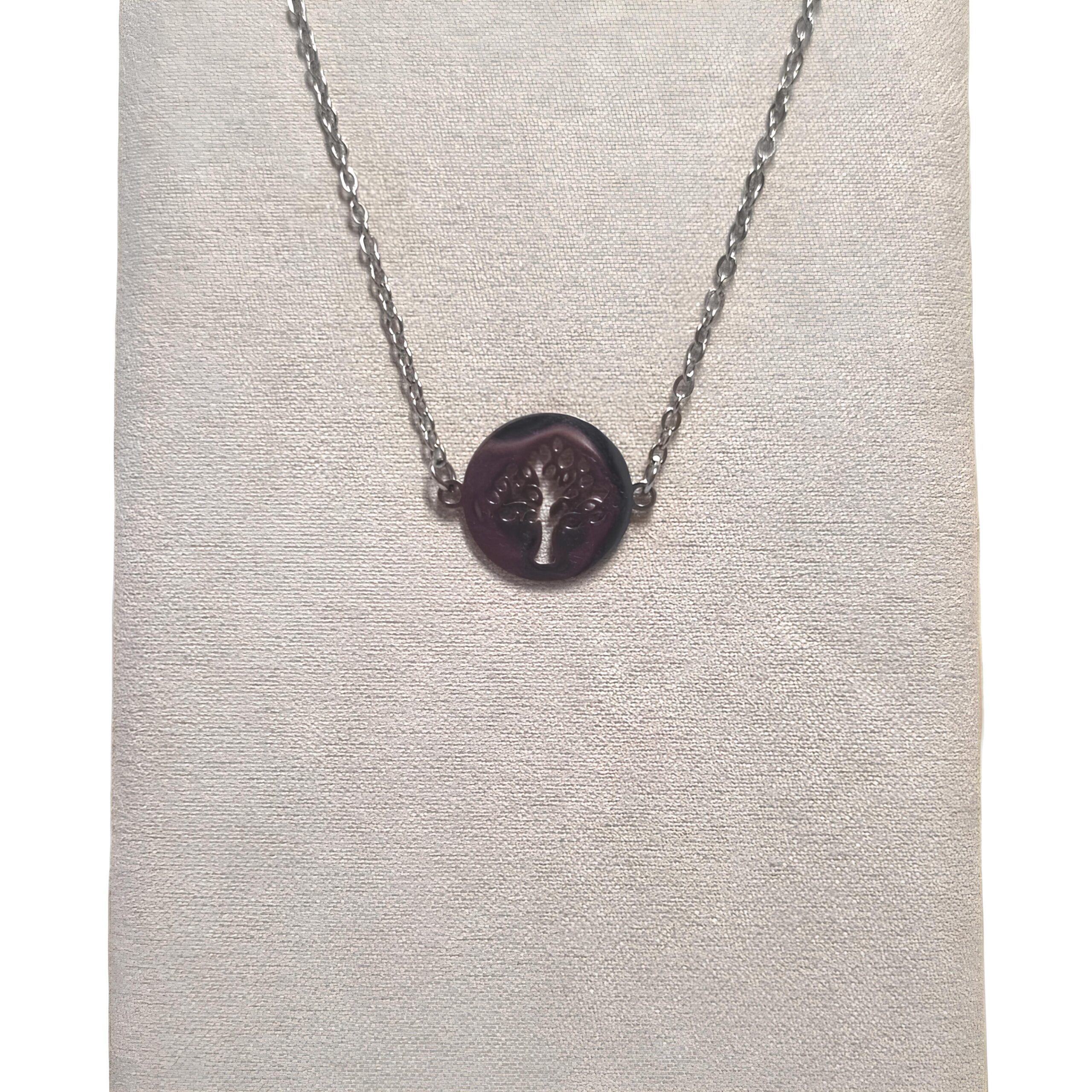 collier arbre de vie acier inoxydable femme chaîne fine ajustable