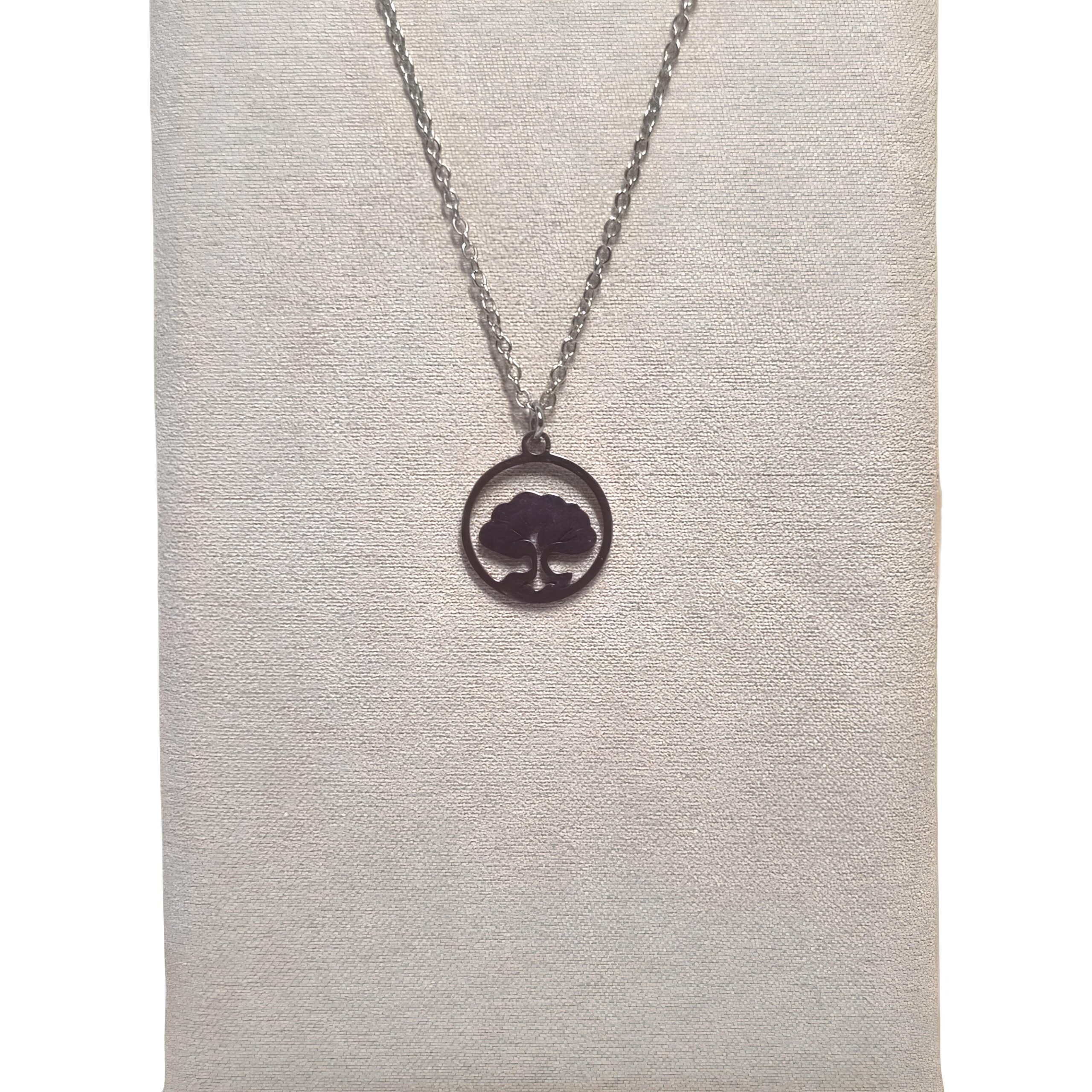 collier arbre de vie rond acier inoxydable femme chaîne fine