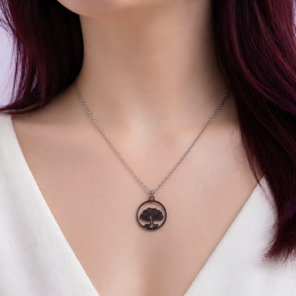 collier arbre de vie rond acier inoxydable femme chaîne fine