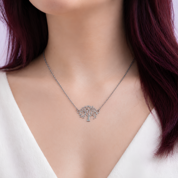 ras de cou arbre de vie acier inoxydable femme collier court