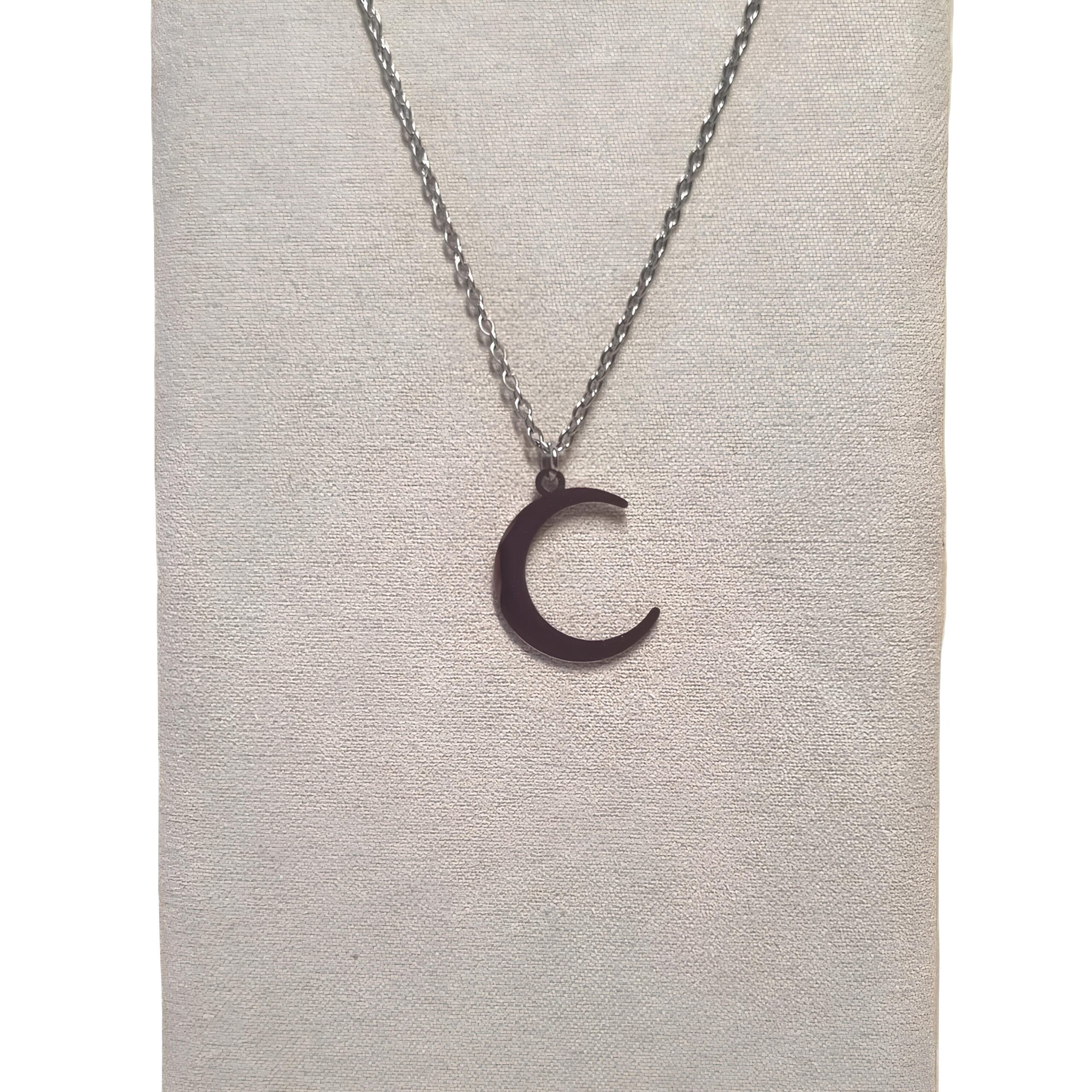 collier lune acier inoxydable femme chaîne fine