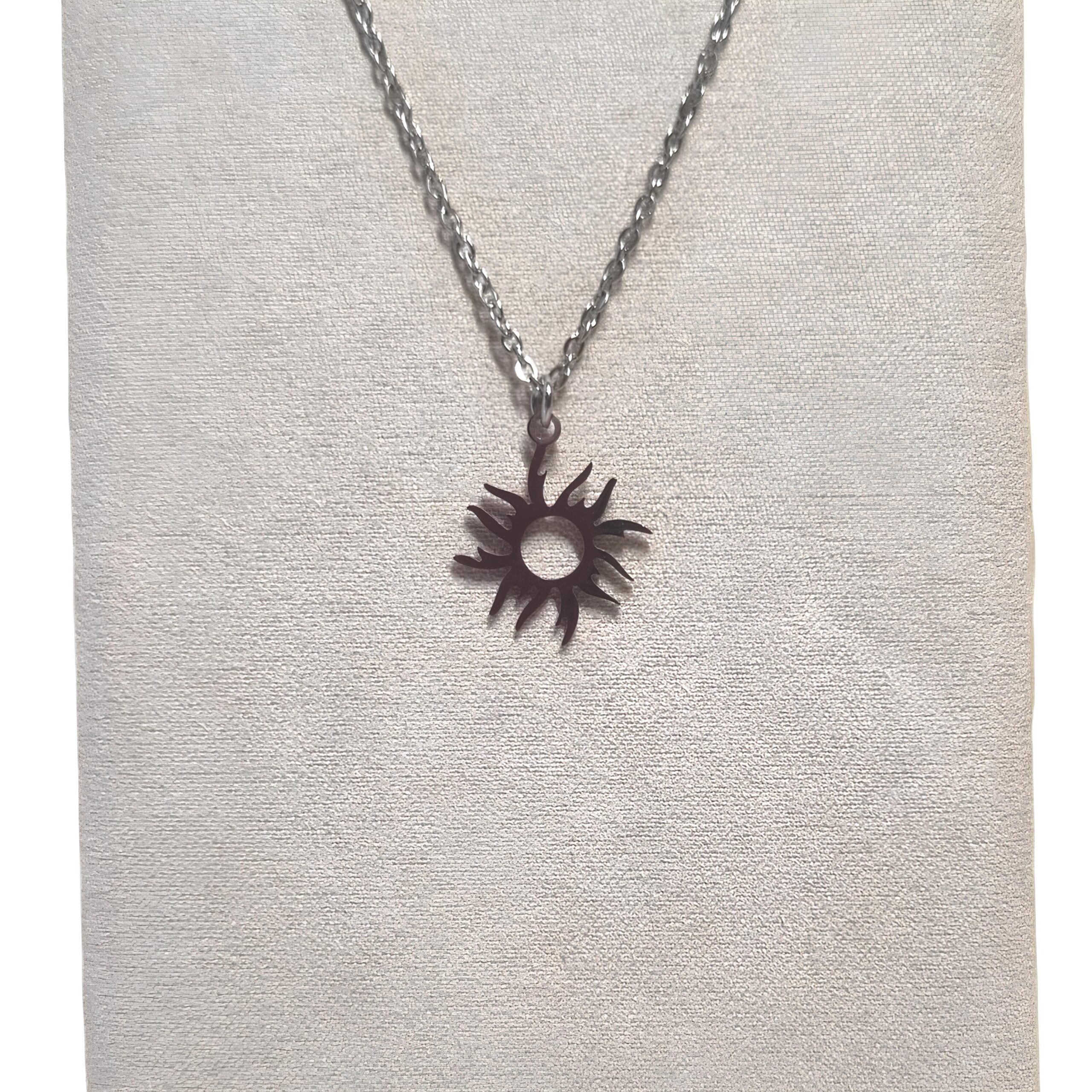 collier soleil acier inoxydable femme pendentif