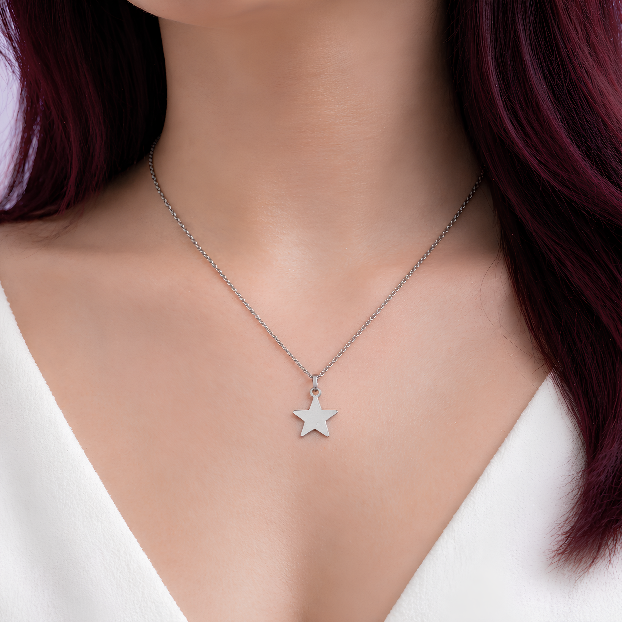 collier étoile acier inoxydable femme pendentif