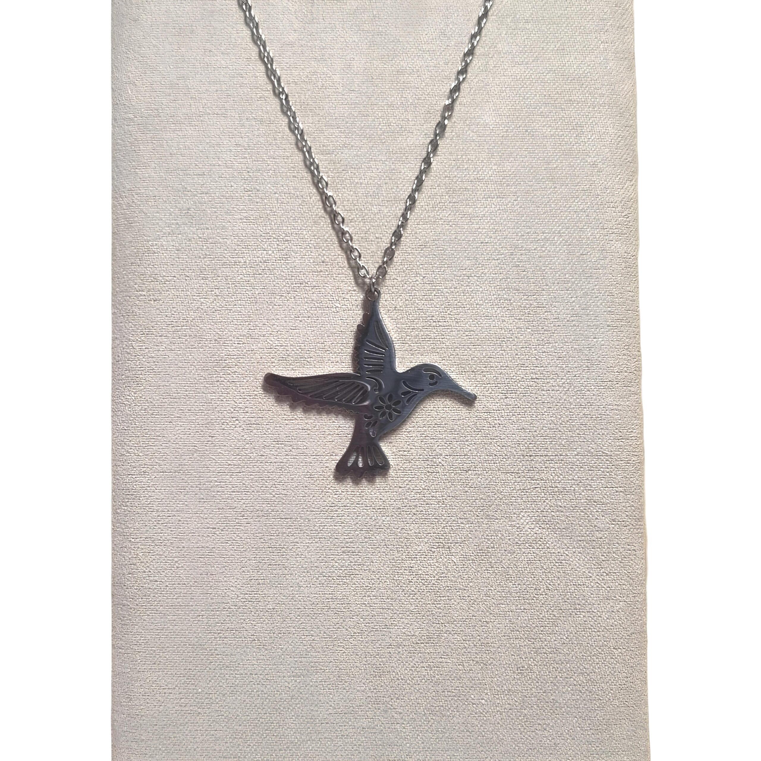 collier colibri acier inoxydable femme pendentif