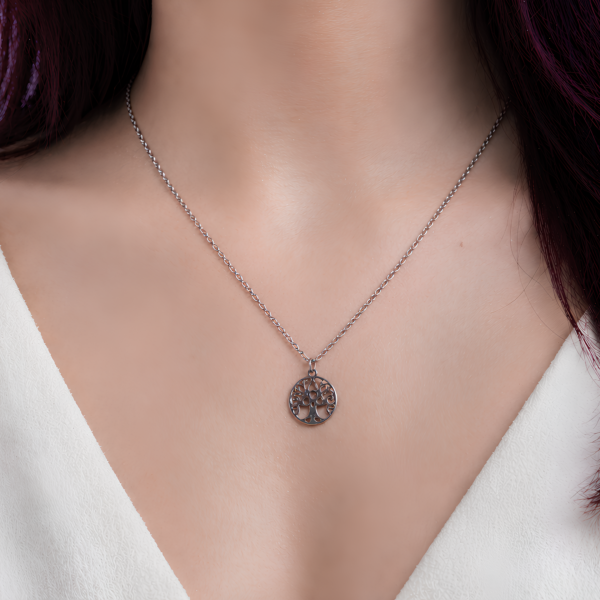 collier arbre de vie acier inoxydable femme