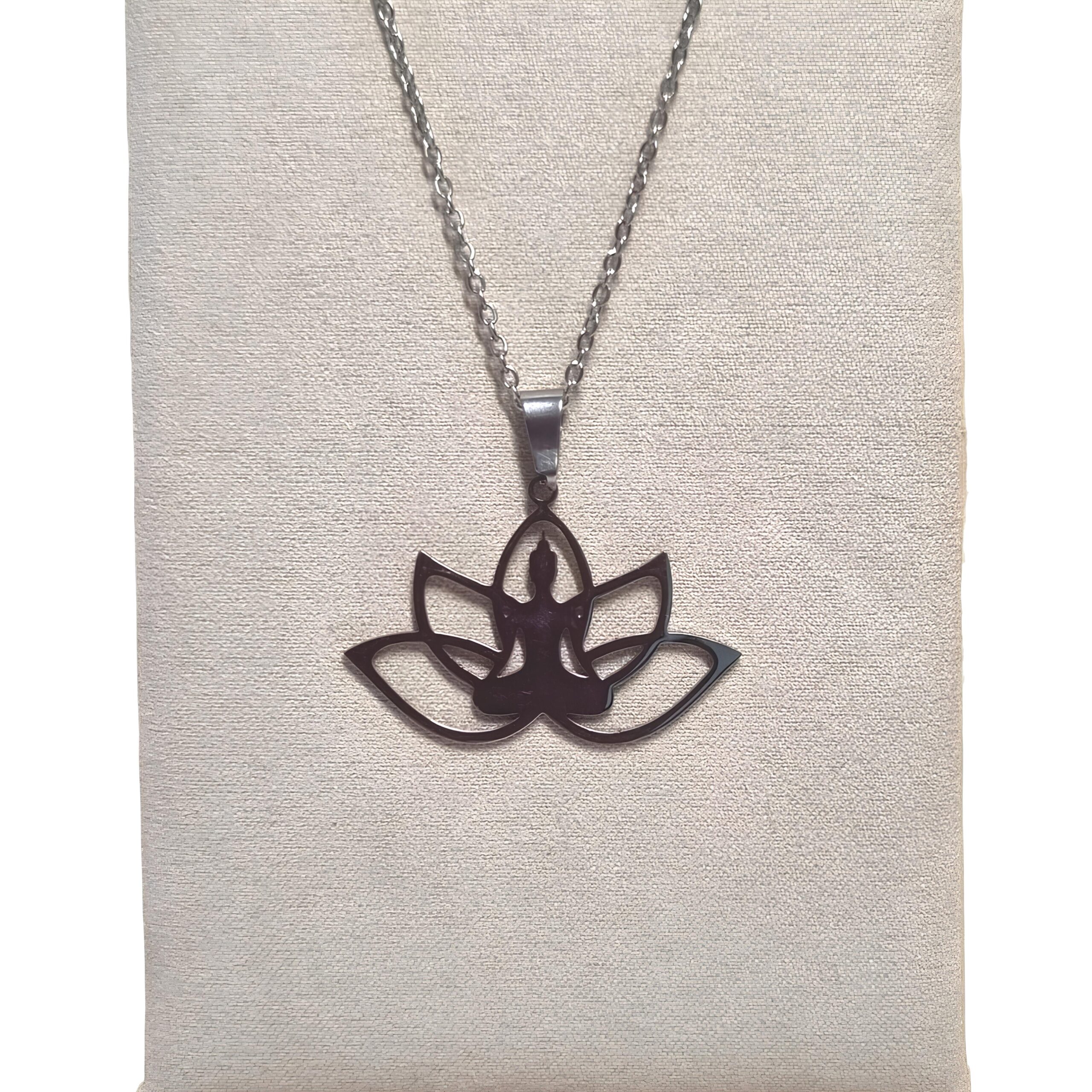 collier bouddha lotus acier inoxydable femme