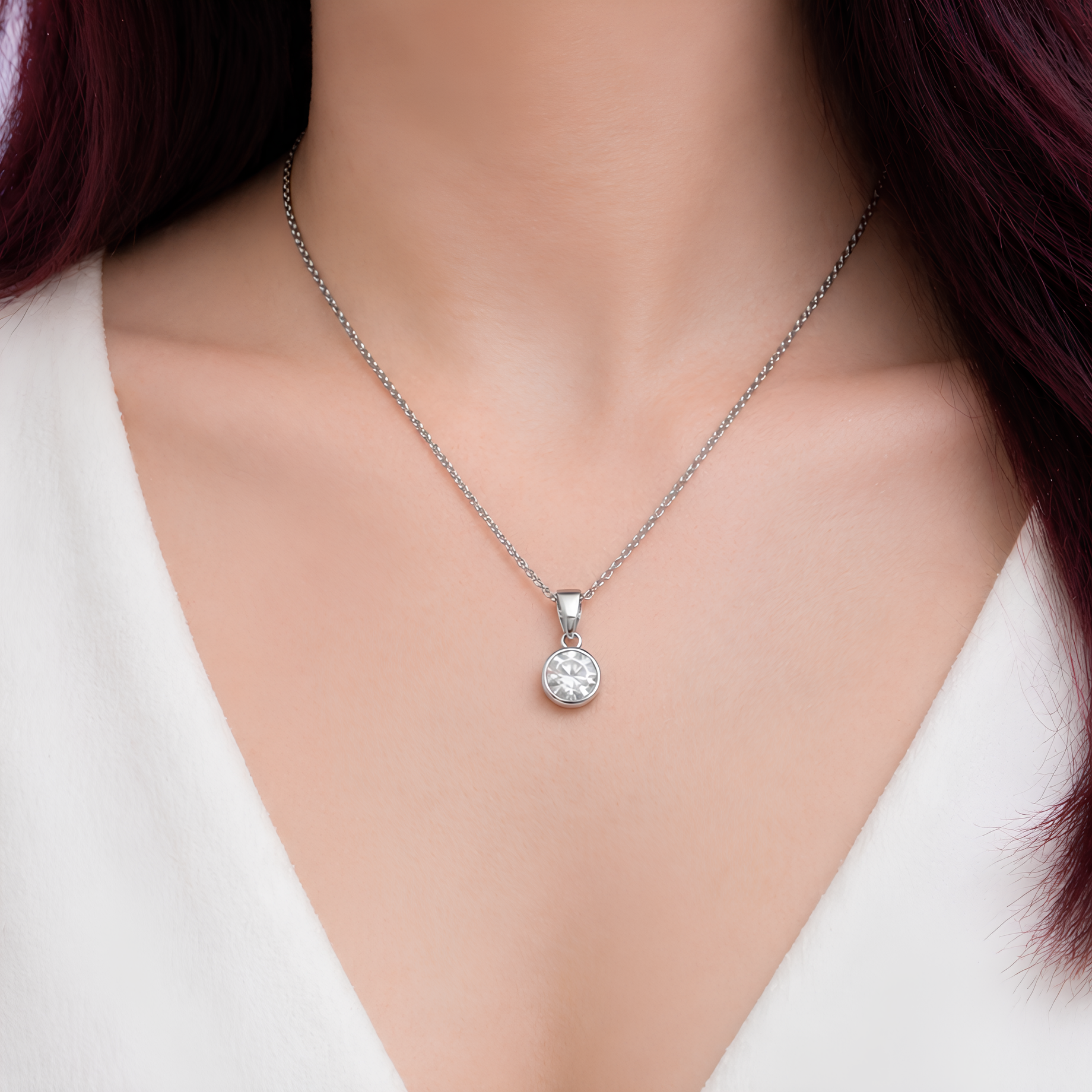 collier strass acier inoxydable femme