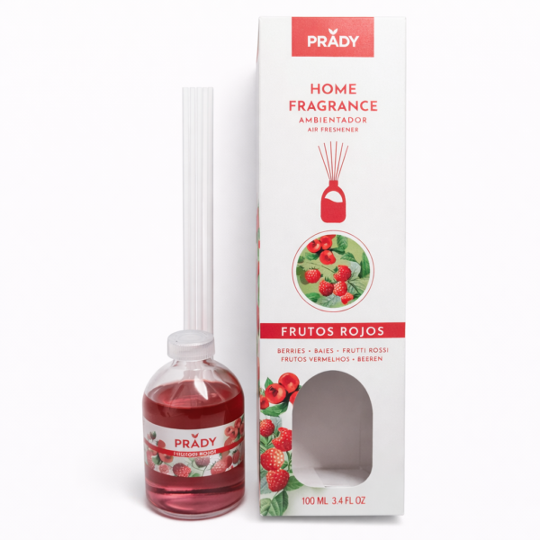 Diffuseur ambiance fruits rouges avec bâtonnets Prady 100 ml
